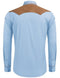 COOFANDY MEN'S WESTERN COWBOY SHIRT EMBROIDERY LONG SLEEVE SLIM FIT - LIGHT BLUE - Brand New