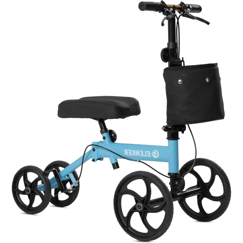 ELENKER STEERABLE PORTABLE KNEE WALKER 10" WHEELS - BLUE - Brand New