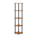 FURINNO TURN-N-TUBE CORNER SHELF 5-TIER BOOKSHELF 99811LC/BK - LIGHT CHERRY - Like New