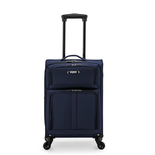 U.S. Traveler Anzio Softside Expandable Spinner Luggage, Navy, Carry-on 22-Inch - Brand New