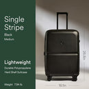ANTLER SINGLE STRIPE CHECKED MEDIUM LUGGAGE 26X18X12 89L PPO-700106-M - BLACK - Like New