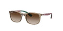 RAY-BAN KIDS TRANSPARENT BROWN FRAME MAROON/GREEN ARMS BROWN LENSES 49-17-130 2N - Like New