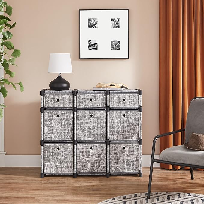 SONGMICS 9-CUBE DRAWER ORGANISER STORAGE UNIT 9 STORAGE BOXES - - Scratch & Dent