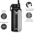 VMINI WIDE MOUTH STAINLESS STEEL & VACUUM INSULATED BOTTLE, 32OZ - BLACK - Like New