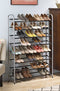 Whitmor 8 Tier Shoe Tower - 40 Pair - With Non-Slip Racks - Black/ Silver - Like New
