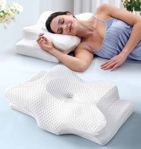 EMIRCEY CERVICAL NECK SUPPORT PILLOW FOR SIDE SLEEPERS - STANDARD SIZE- WHITE - Like New