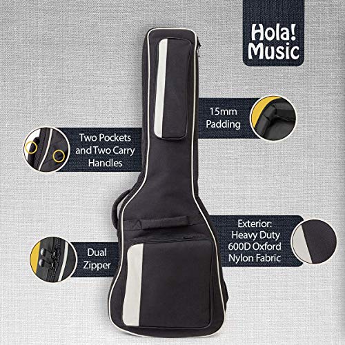 HOLA! MUSIC ELECTRIC GUITAR GIG BAG, DELUXE 15MM PADDING BLACK/WHITE - Brand New