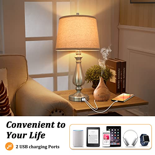 VERRON USB TABLE LAMPS SET OF 2 (NIGHTSTAND, BEDSIDE, LIVING ROOM, OFFICE) - Like New