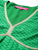 VARANGA STYLISH ETHNIC KURTA TRENDY PRINTED STRAP DESIGN SIZE: WOMEN 2XL - GREEN - Brand New