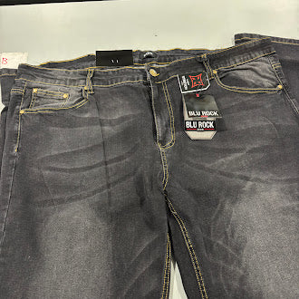 BLU ROCK MEN'S CASUAL FLEX STRETCH SLIM STRAIGHT JEANS - SIZE: 40X31 - JET BLACK - Brand New