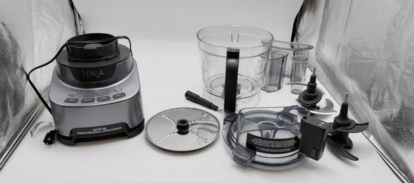 NINJA FOOD PROCESSOR, PROFESSIONAL XL, 4-IN-1, WITH ATTACHMENTS, NF700 - GRAY Like New