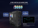 SAMA S41 Mid-Tower PC Case, 4 x 120mm ARGB Fans, Pre-Installed ARGB HUB, 4mm