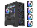 SAMA S41 Mid-Tower PC Case, 4 x 120mm ARGB Fans, Pre-Installed ARGB HUB, 4mm