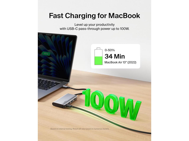 Belkin USB-C Hub - 4-in-1 Multi-Port Adapter Laptop Docking Station with 4K