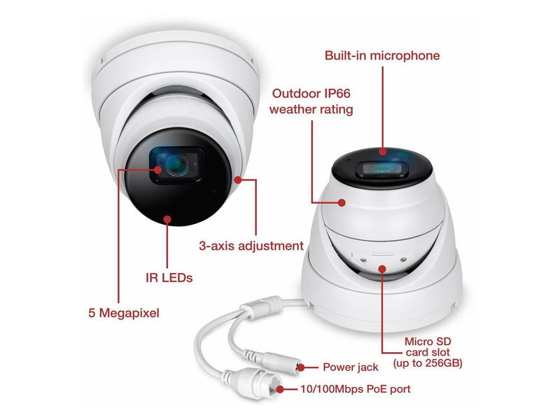 TRENDnet TV-IP1515PI Indoor/Outdoor 5MP H.265 WDR PoE IR Fixed Turret Network