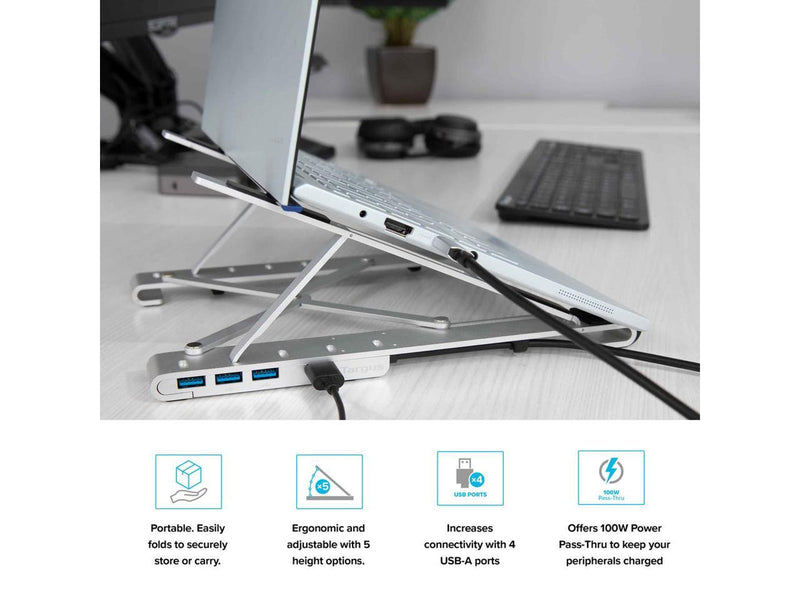 Targus Portable Stand with Integrated USB-A Hub - Up to 15.6" Screen Support -
