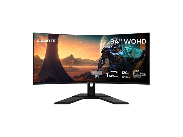 GIGABYTE - GS34WQC (US) - 34" VA Curved Gaming Monitor - WQHD 3440x1440 - Curved