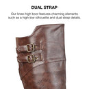 Journee Collection Women's Tori Stacked Heel Riding Boots Brown Wide Calf - 8.5 - Brand New