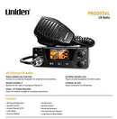 UNIDEN PRO505XL 40-CHANNEL CB RADIO PRO-SERIES - BLACK - Like New