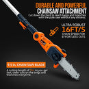 SuperHandy 2-in-1 Pole Saw 8" and Hedge Trimmer 18" 20V 2Ah GUT099 - Orange - Like New