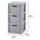 Sterilite 3 Drawer Cross Weave Storage Tower Decorative 3-Pack B0B3SDQQ6H - Gray - Brand New