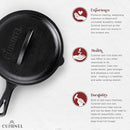 Cuisinel Cast Iron Skillet Lid - 8" Pre-Seasoned Covered Frying - Scratch & Dent