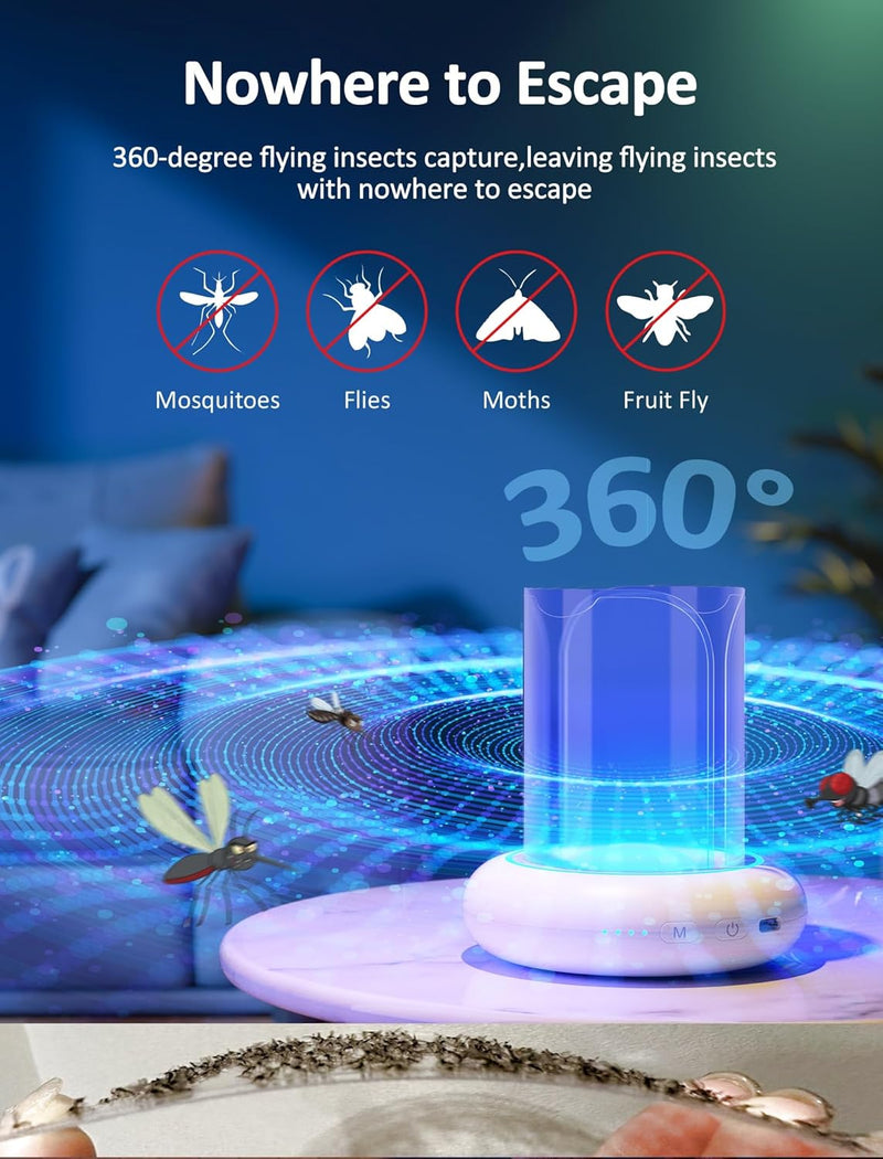 camfeast Fruit Fly Traps for Indoors 360° Rechargeable USB Sticky, CMF01 - White - Like New