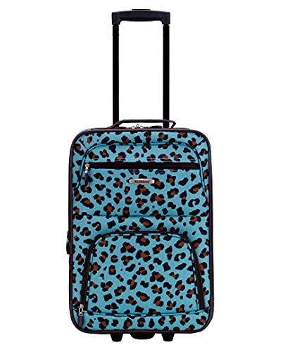 ROCKLAND JUNGLE SOFTSIDE UPRIGHT LUGGAGE 4-PIECE SET 14/29/24/28 - BLUE LEOPARD - Like New