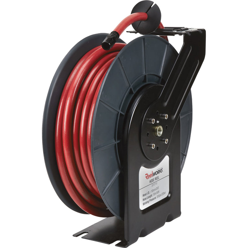 ReelWorks Lightweight Spring-Driven Hose Reel, 3/8" x 50', 300 - Scratch & Dent