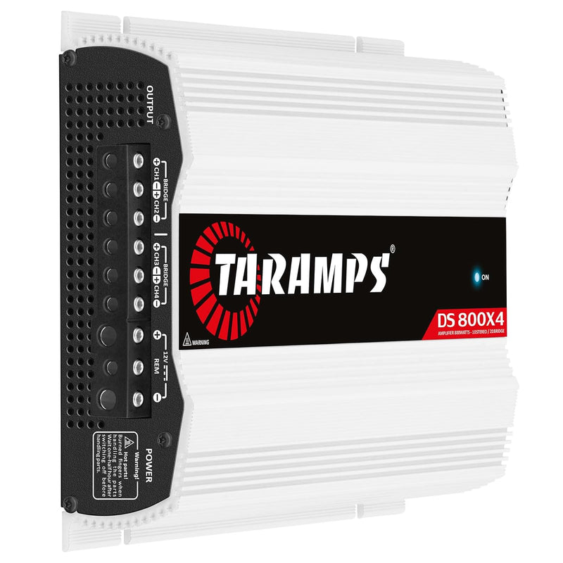 TARAMPS DS-800X4 1OHM 800 WATTS RMS 4-CHANNEL 200X4 RMS, CLASS D, WHITE - Like New