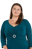 R&M Richards Women's Fit & Flare Midi Dress - Size: 16W, Emerald - Brand New