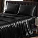SiinvdaBZX 4Pcs Satin Sheet Set Queen Size Ultra Silky Soft Black Satin - Brand New