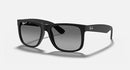 RAY-BAN JUSTIN CLASSIC MATTE RUBBER BLACK FRAME LIGHT GRAY LESNSES 54-16-145 3P - Like New