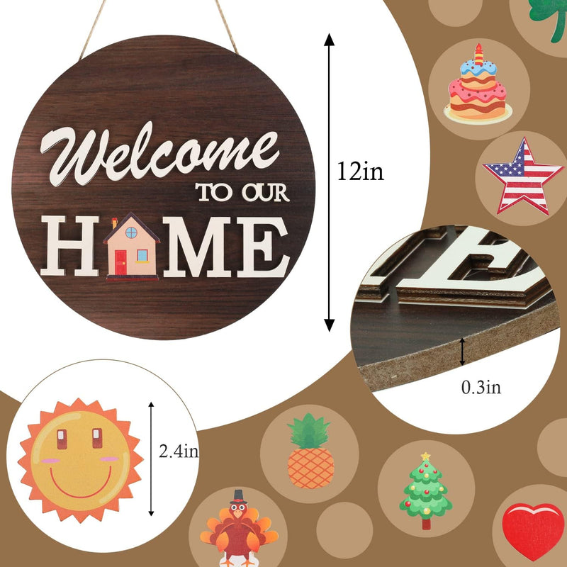 GENERIC HOME WREATH, INTERCHANGEABLE WELCOME WREATH 12 - Like New