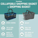 CleverMade Collapsible Shopping Basket 3PK 16L (4 Gal) Reusable Plastic - Ocean Like New