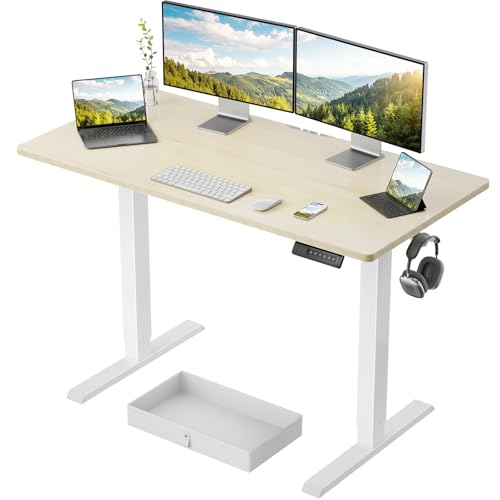MARSIL Electric Standing Desk With Drawer, 48" X 24", Ergonomic, - Maple - Like New