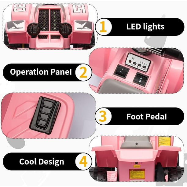 JOJOKA KIDS ATV RIDE ON CAR 6V BATTERY POWERED ELECTRIC RIDE ON TOYS - PINK - Like New
