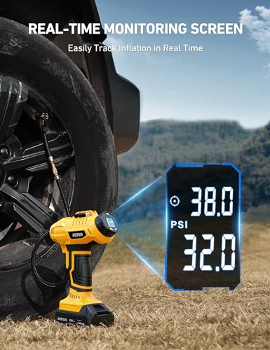 ASTROAI CORDLESS TIRE INFLATOR AIR COMPRESSOR 20V 160PSI JY16P160-18 - YELLOW - Like New