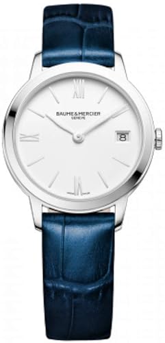 BAUME & MERCIER Classima Women's Watch 31mm Quartz White Dial,Blue Leather Strap Like New