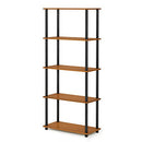 FURINNO TURN-N-TUBE STORAGE SHELVES 5-TIER BOOK SHELF 17091LC/BK - CHERRY/BLACK - Like New