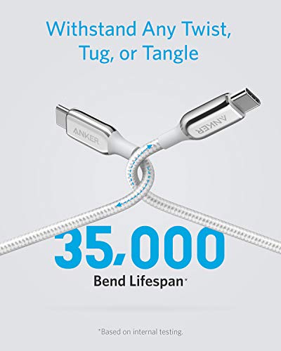 ANKER USB-C 2.0 CABLE POWERLINE+ III 6FT USB-IF CERTIFIED CABLE SILVER - Like New