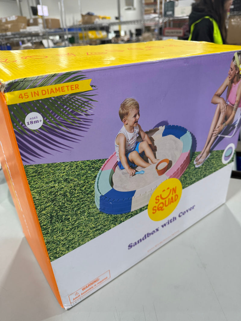 SUN SQUAD SANDBOX WITH COVER, AGES 18M+ - MULTICOLOR - Like New