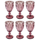 NESTASIA ROSE CRYSTAL RED WINE GLASS MAUVE SET OF 6 H04M21H59 - RED - Like New