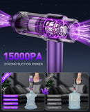 EYYA HANDHELD CAR VACUUM CLEANER CORDLESS, 15000PA HIGH - PURPLE/SILVER - Like New