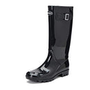 DKSUKO Women's Tall Waterproof Rubber Garden Rain Boots Buckle Size: 9.5 - Black - Like New