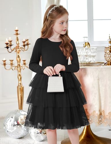 ARSHINER TODDLER TUTU DRESS GIRLS LONG SLEEVE FALL 2T - BLACK - Like New