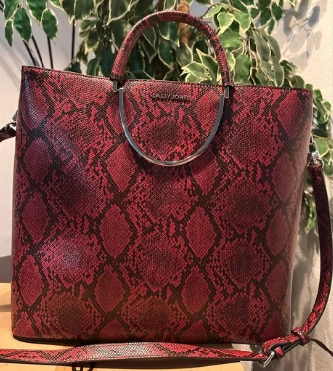 Sassy Jones New Pamela Snake Print Large Crossbody Bag - Red SASSY710028 Like New