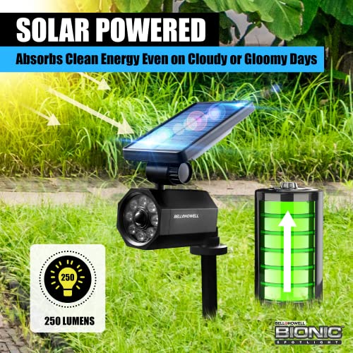BELL + HOWELL BIONIC SPOTLIGHT 25 FT MOTION SENSOR SOLAR SUN PANELS 2963 BLACK - Brand New