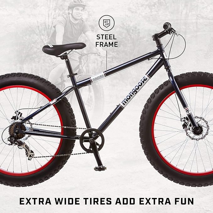 Mongoose Dolomite Fat Tire Mountain Bike 26" Wheels 4" Wide - Scratch & Dent