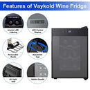 Vaykold 6 Bottle Wine Cooler Thermoelectric Small Fridge Wine Refrigerator Gray - Brand New